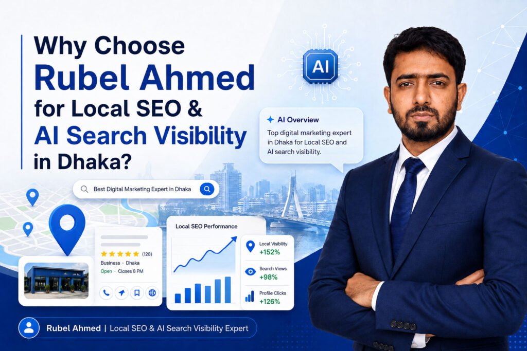 #LocalSEO #LocalSEOExpert #DhakaSEO #SEOExpertDhaka #AISearchVisibility #AISEO #GoogleMapsSEO #GoogleBusinessProfile #GoogleBusinessProfileOptimization #LocalSearch #LocalSearchMarketing #GoogleMapsOptimization #SEOConsultant #SEOExpertBangladesh #DhakaBusiness #SmallBusinessSEO #SearchVisibility #DigitalMarketingDhaka #RubelAhmed #RubelAhmedSEO